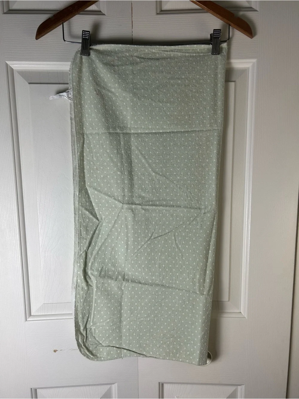 Parent's Choice Green White Polka Dots Baby Receiving Blanket Thin Flannel